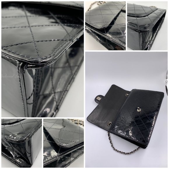 Authentic CHANEL Patent Black Jumbo Flap Crossbody - Picture 12 of 17